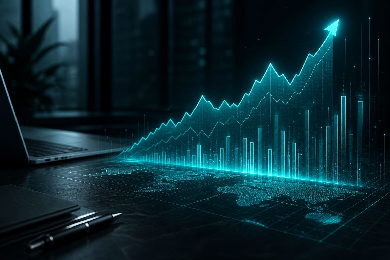 Rising teal analytics charts for trending searches illustrating “what is trending today” on TopSearches.online — visit /topics/what-is-trending-today